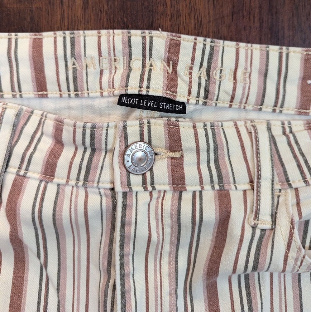 American Eagle Outfitters Striped Pants Hi-Rise Jeggings EUC Women's Size 14 - Picture 5 of 5